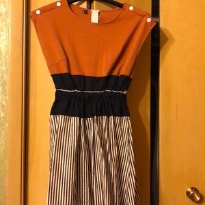 Medium Navy-Orange-Brown-White dress